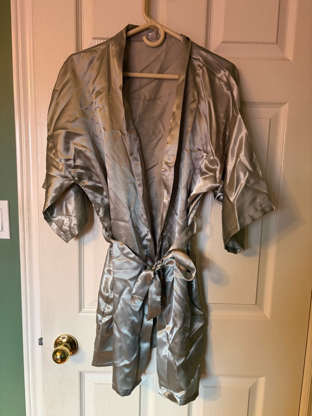 Satin Sage Green Robe - Picture 2 of 3
